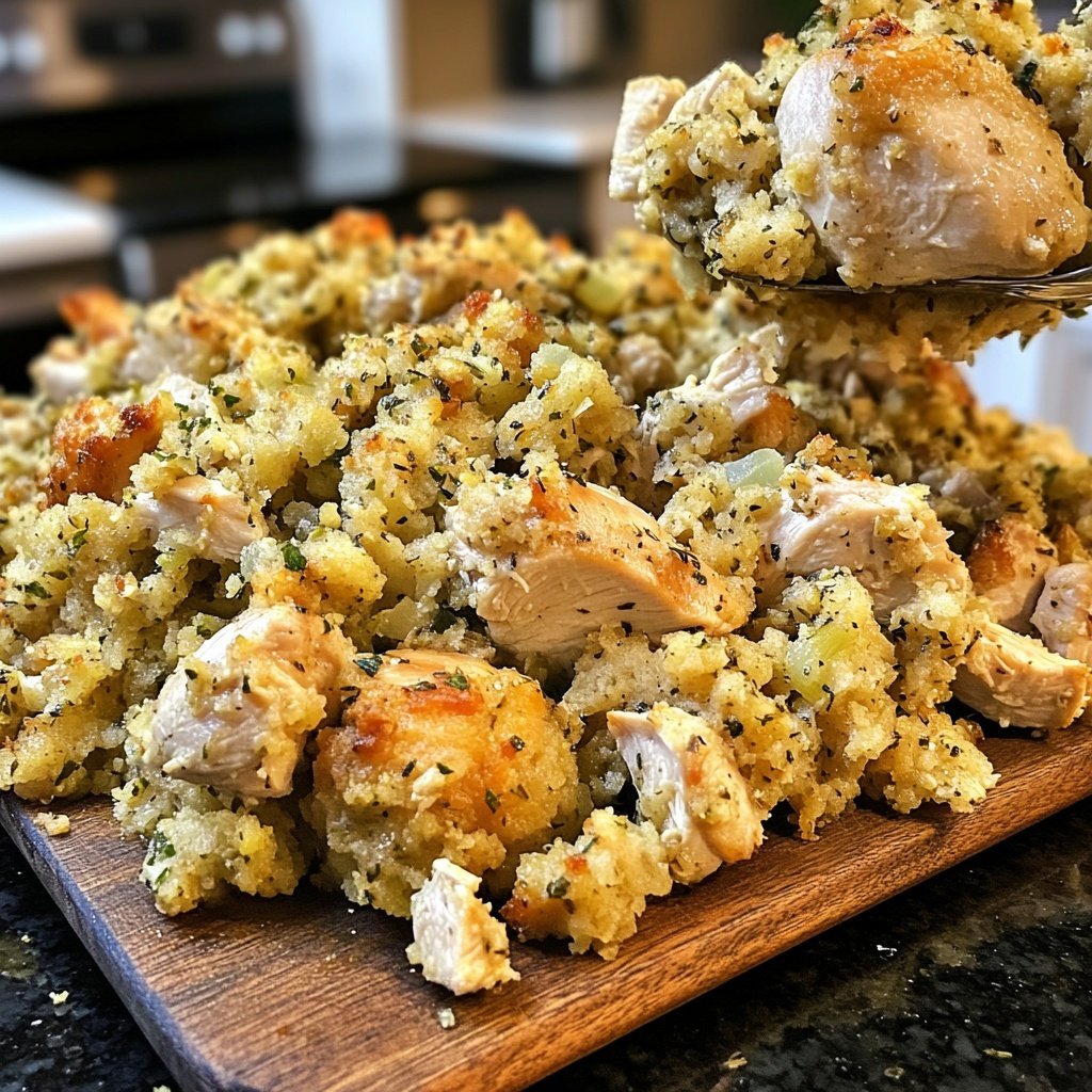 Healthy Crockpot Chicken and Stuffing