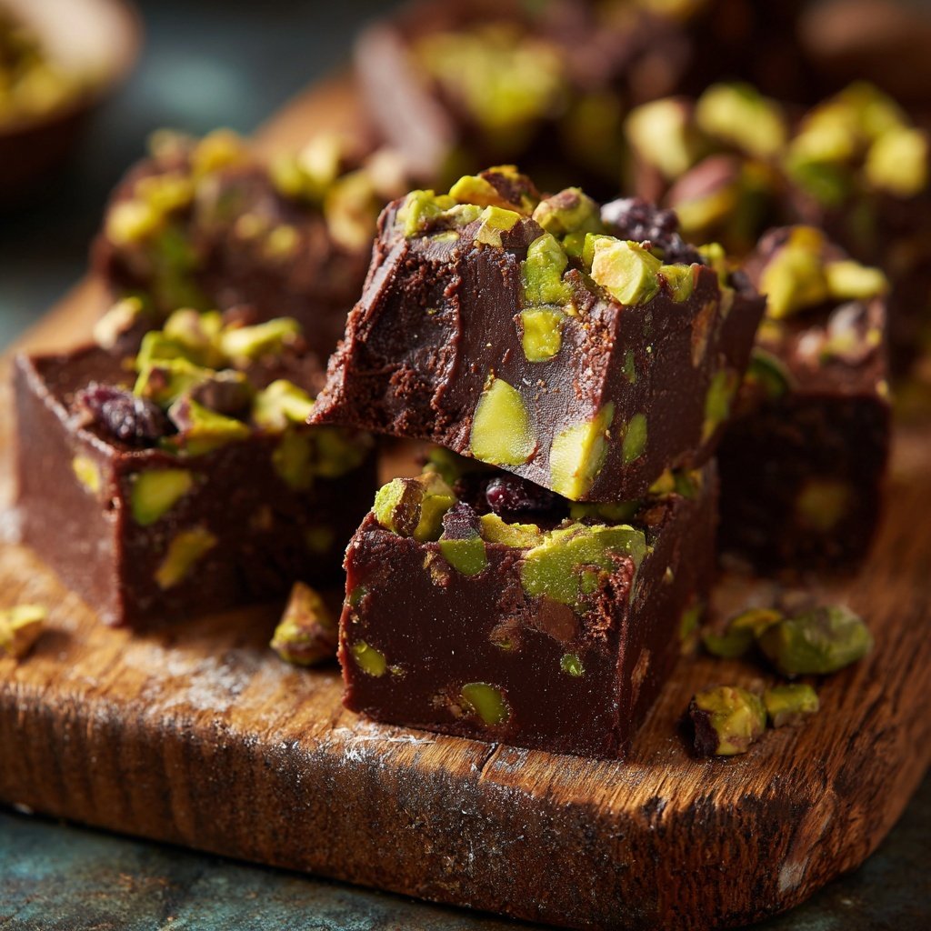 Chocolate Pistachio Fudge Bites