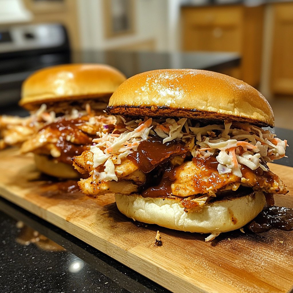 Spicy Crockpot BBQ Chicken Sandwiches