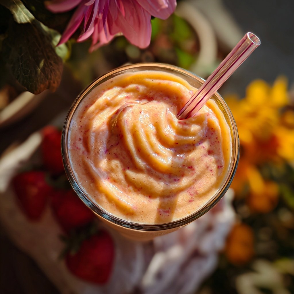 Strawberry Peach Breakfast Smoothie