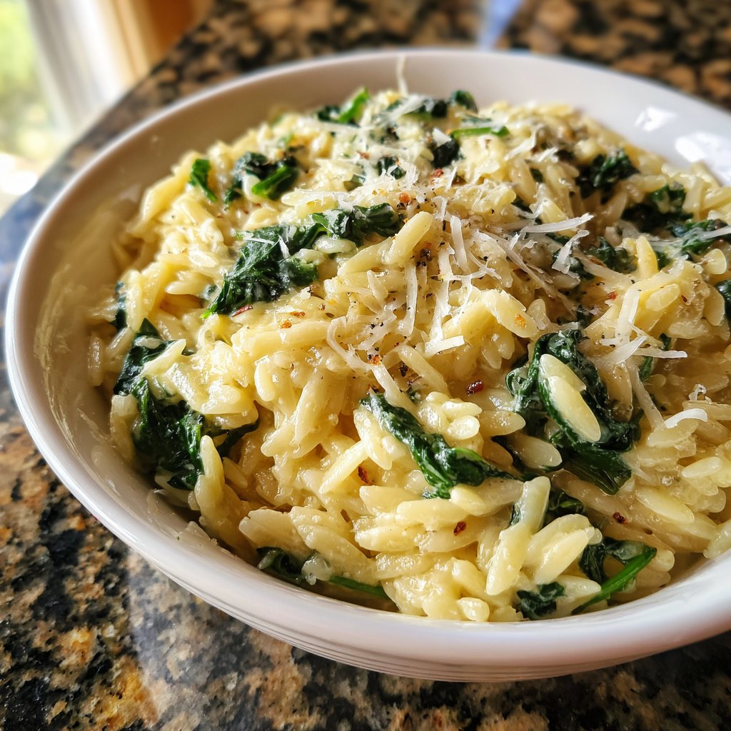 Creamy Spinach Parmesan Orzo