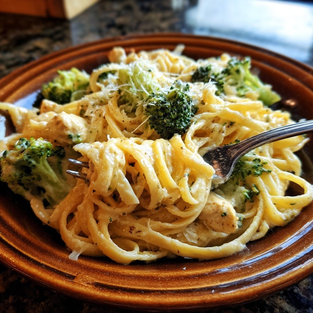 Creamy Garlic Chicken And Broccoli Pasta